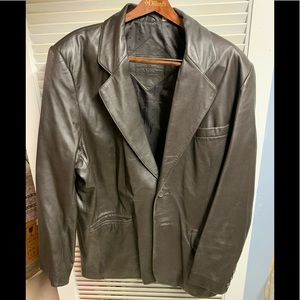 Dark brown leather jacket/blazer